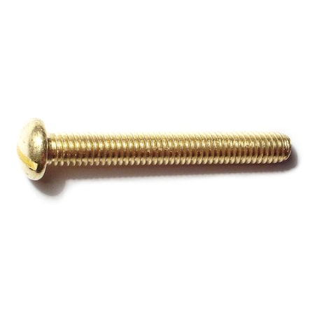 Midwest Fastener 5/16"-18 x 2-1/2 in Slotted Round Machine Screw, Plain Brass, 5 PK 32805